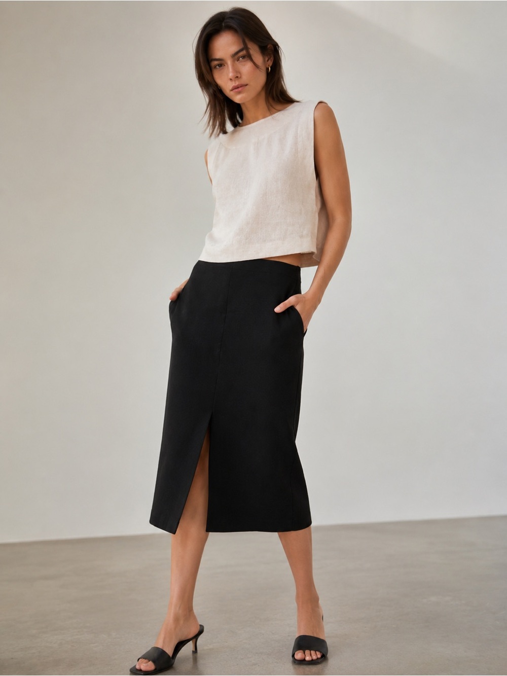 ARITZIA Aritzia Babaton Alton Black Midi Pencil Skirt Size 10